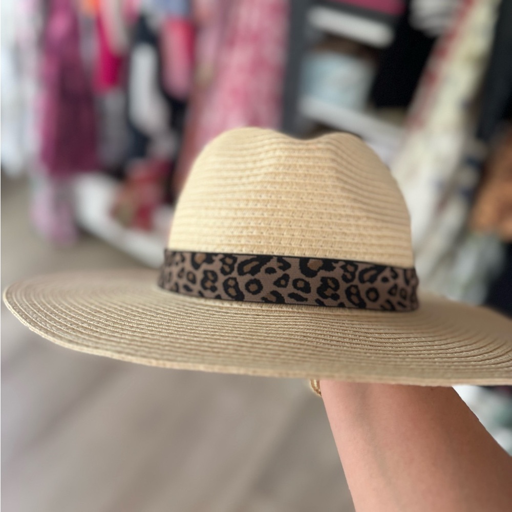 NWT j crew packable Straw hat with Leopard Band size S/m - Picture 3 of 7